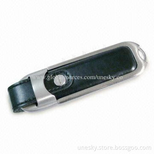 Leather USB Flash Drives with Bootable Function, Supports USB1.1 and 2.0 Interface